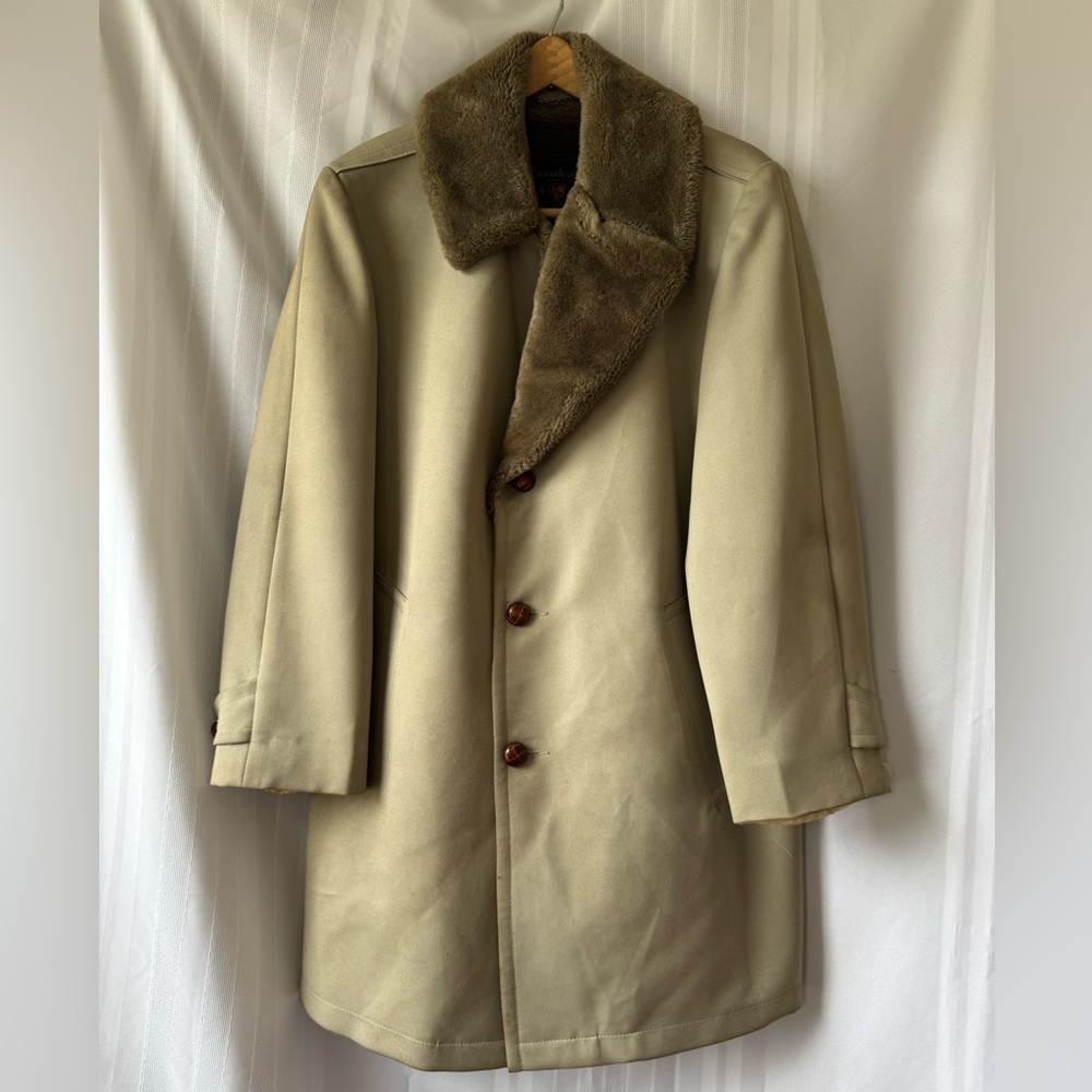 Casualcraft of NY Coat Button Down Faux Fur Sherpa Lined Men's Size 40 R GUC